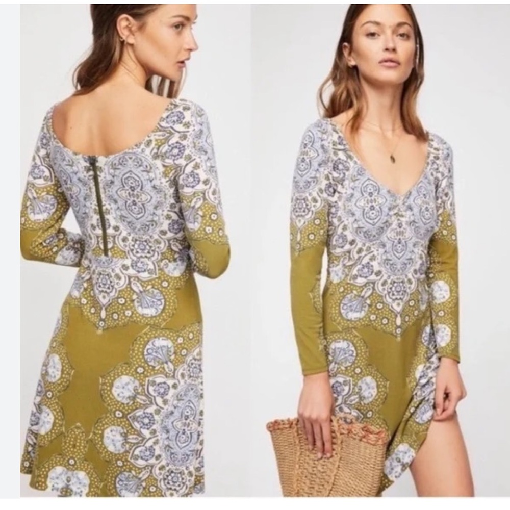 Free People Paisley Long Sleeve Dress